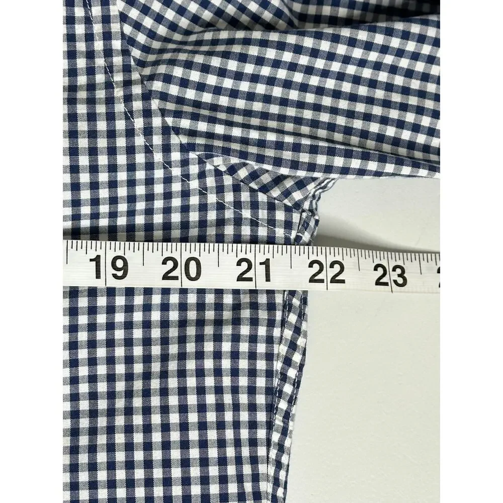 J.Crew Gingham Button Down Shirt Mens M Blue White Check Long Sleeve Cotton Top